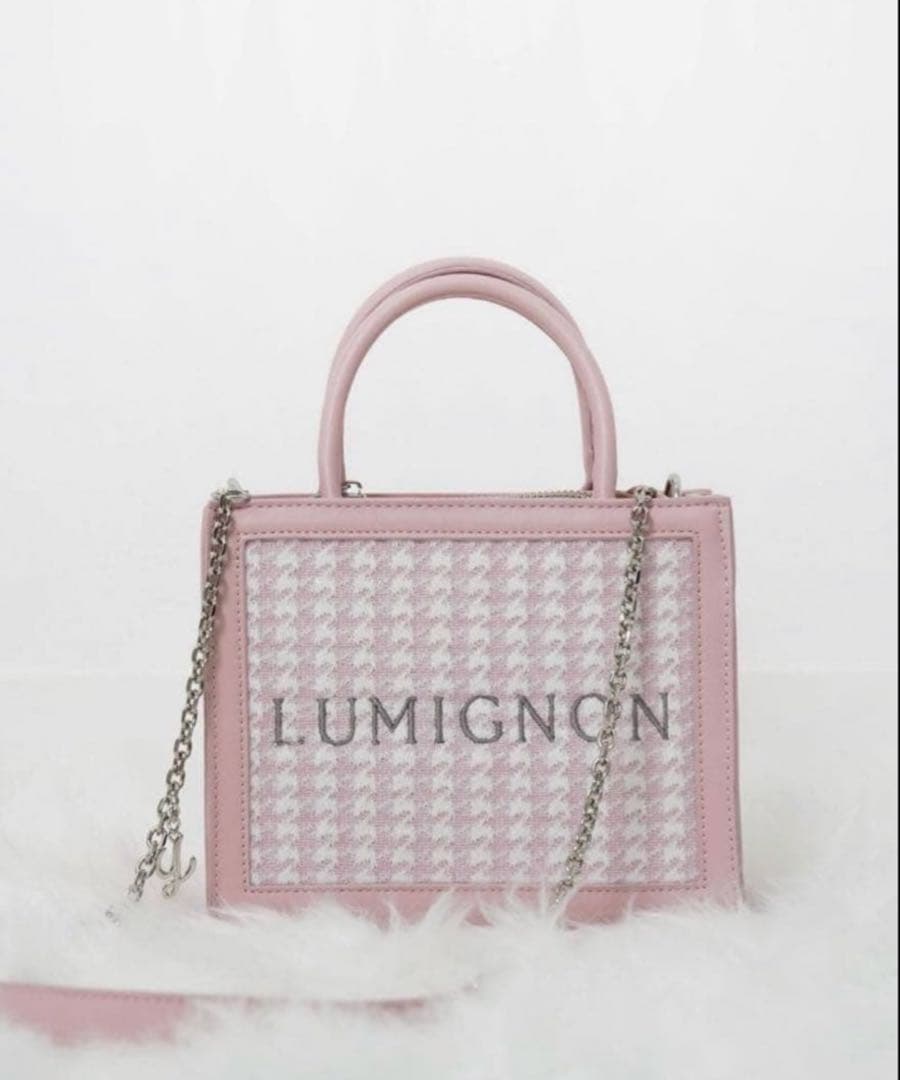 Lumignon houndstooth 2way bag ピンク ルミニョン