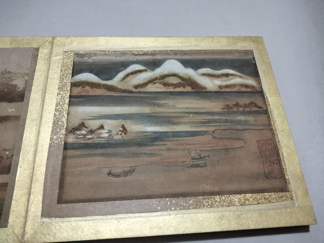 古画 大和絵 手書き 肉筆画帳 折帖