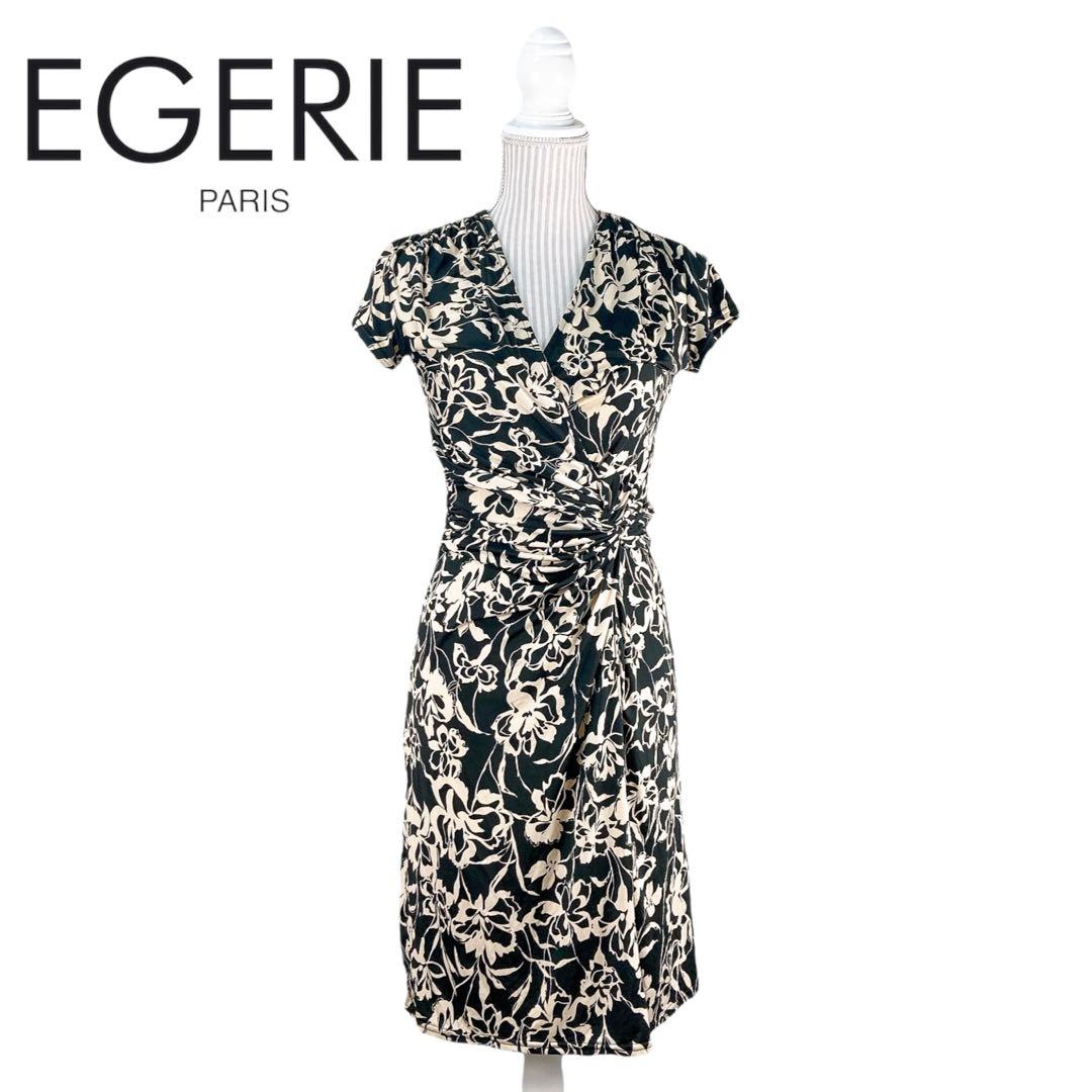 03T582☆ EGERIE 新品未使用 総柄 ストレッチ◎ ワンピース 春夏