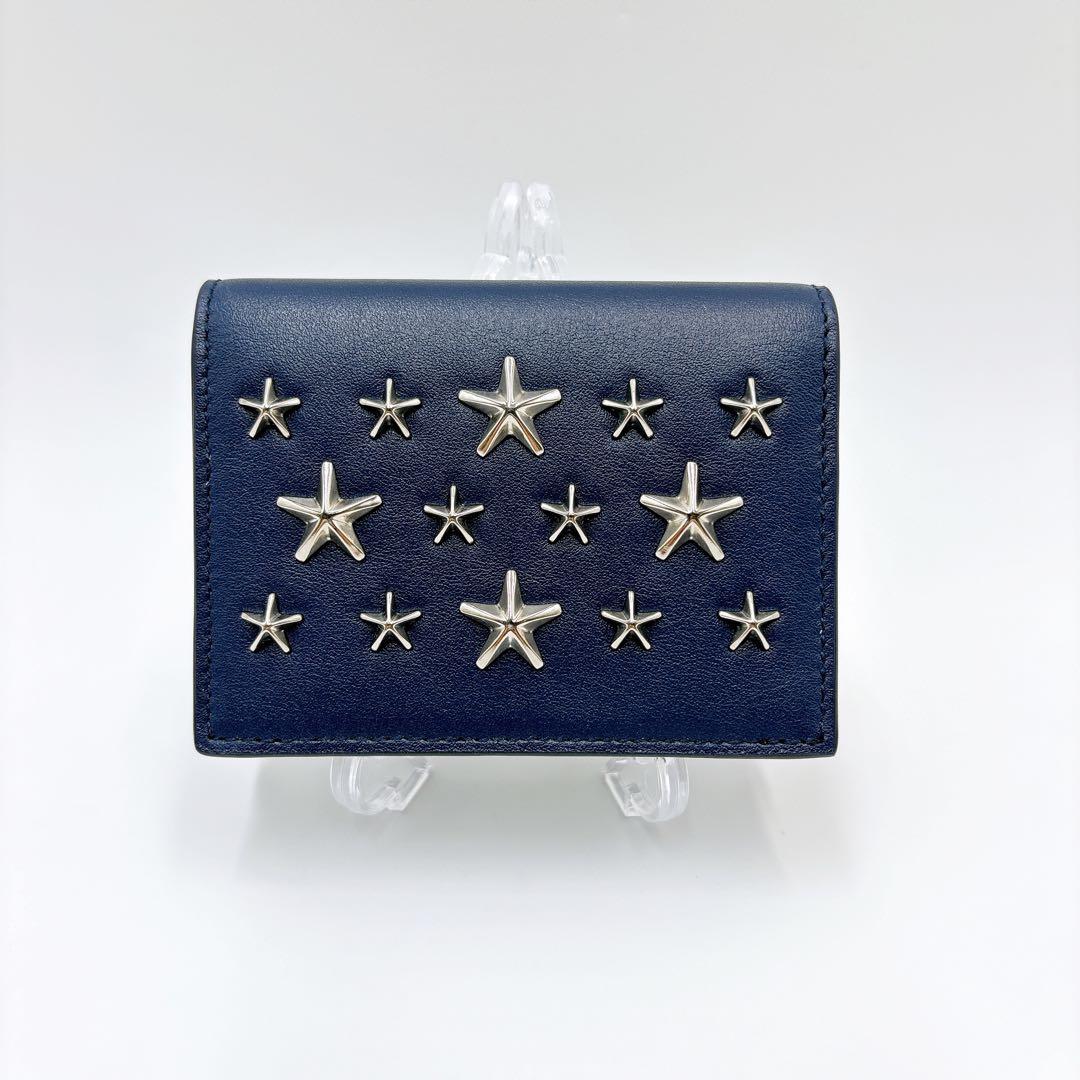 極美品 ＊ ジミーチュウ AYDEN スタースタッズ 名刺入れ ネイビー系