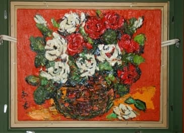 ★山本あつむ作★ばら★圧書き貴重な作品★Ｆ６号★遺族の方からの出品依頼品★