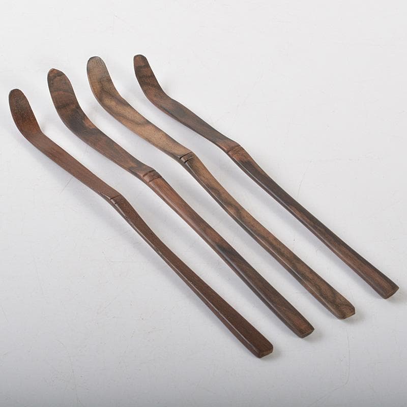 茶道具　黒柿製　茶杓　4点まとめて　箱付　N　6377