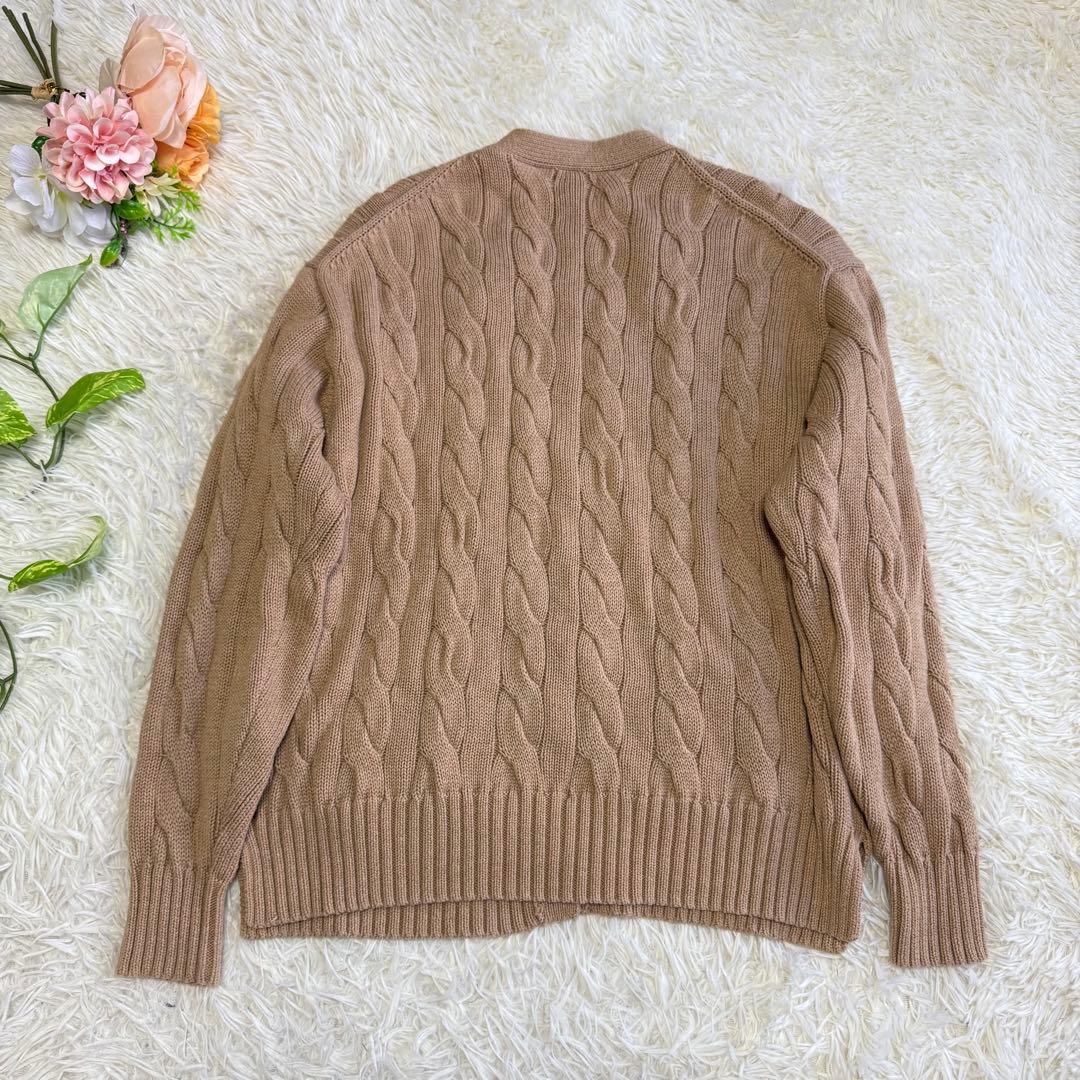 【ポロラルフローレン】美品 カーディガン ケーブルニット ベージュ レディース