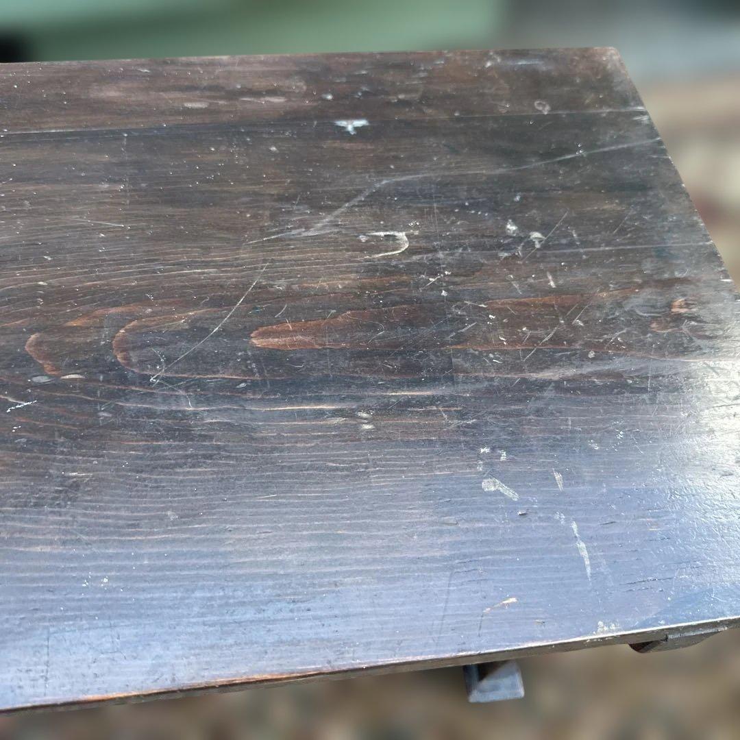 ヴィンテージ木製文机 ダークブラウン 引き出し2つ