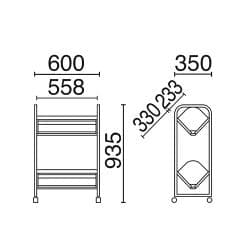 【中古】 PLUS　ファイルワゴン 600×350×935mm　斜め　書類収納