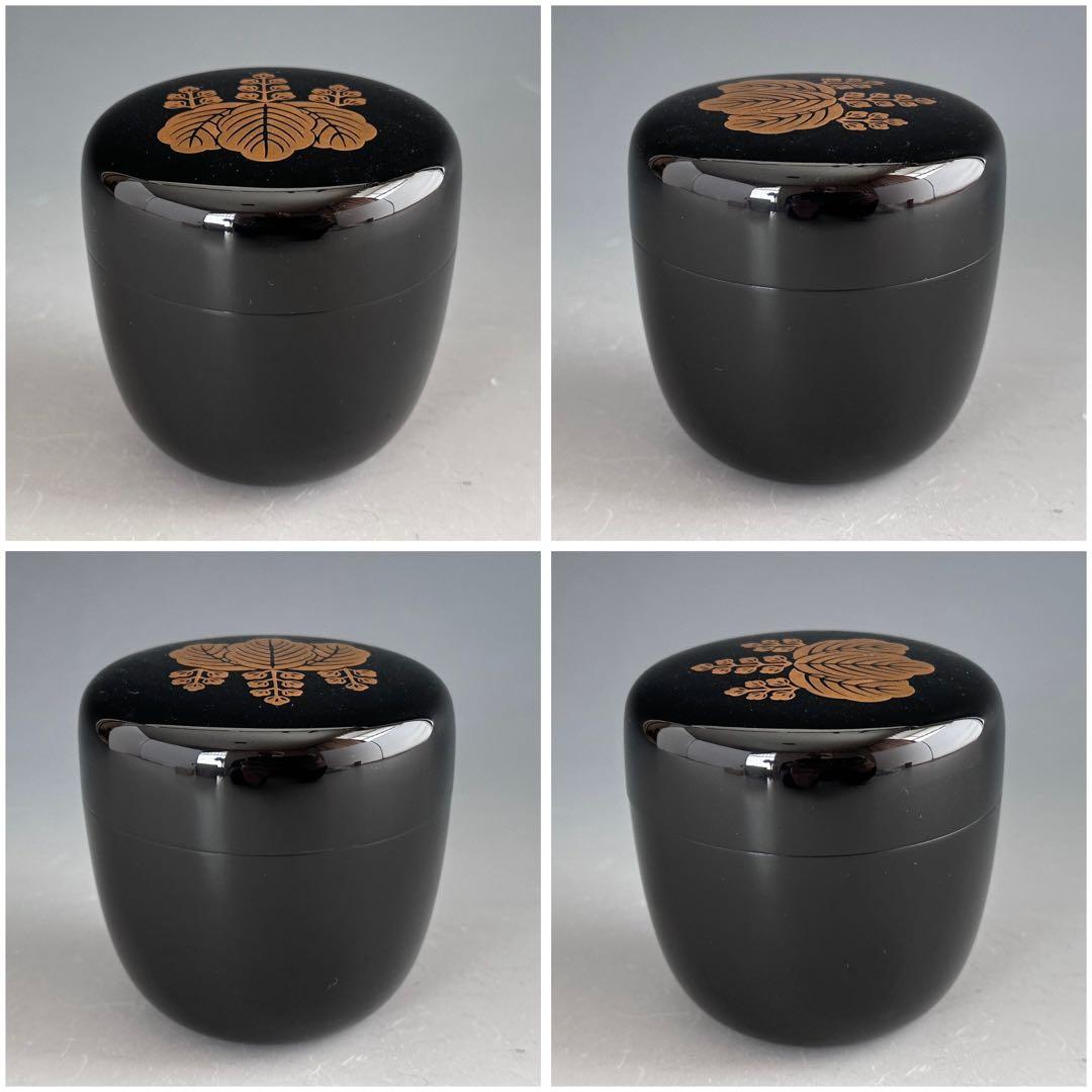 茶道具　桐蒔絵　大棗　内銀地　鈴木光入　共箱　京塗　漆芸　薄茶器　茶会　抹茶