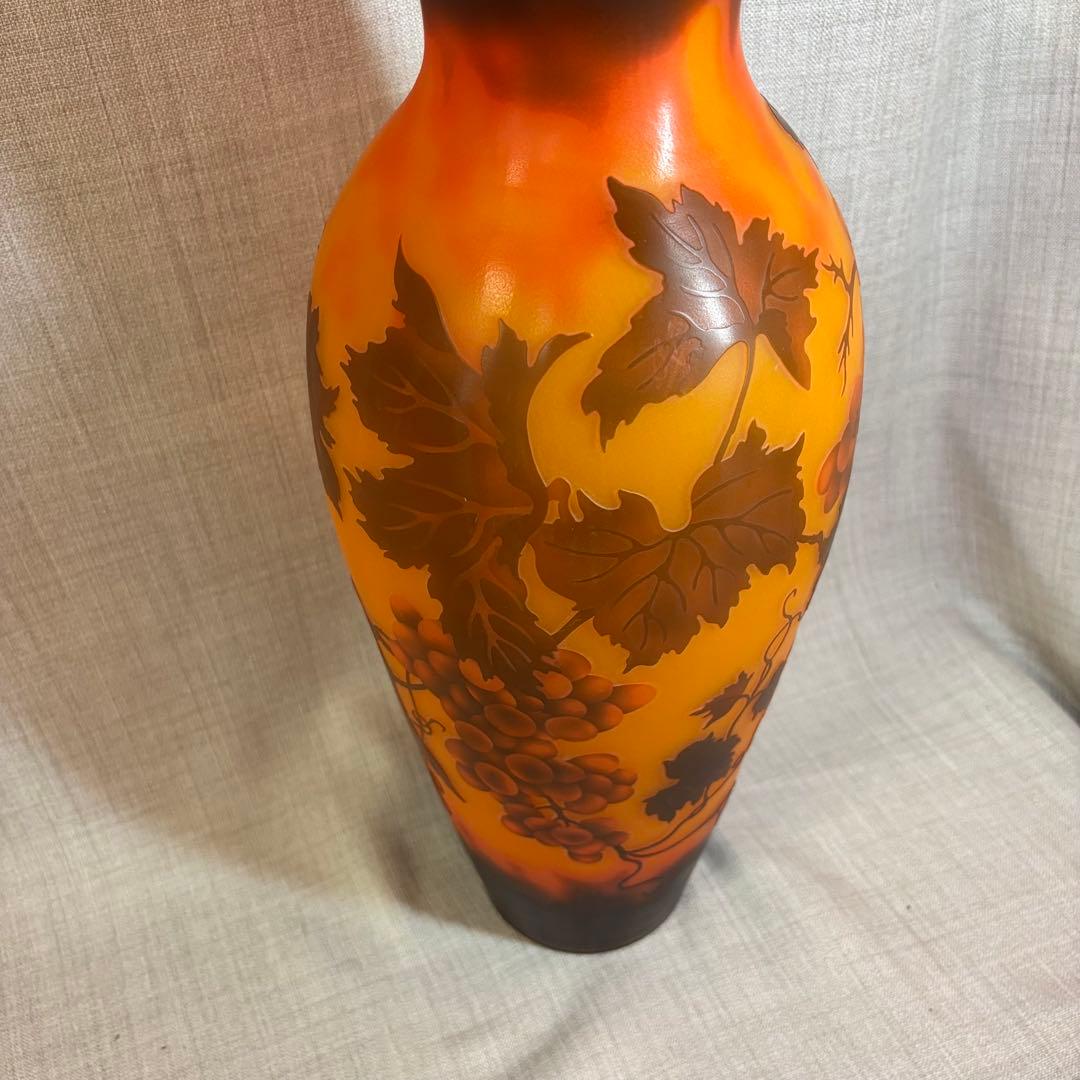 ガレ風 花瓶 ガラス細工 グレープ フラワーベース アンティーク 西洋 欧風