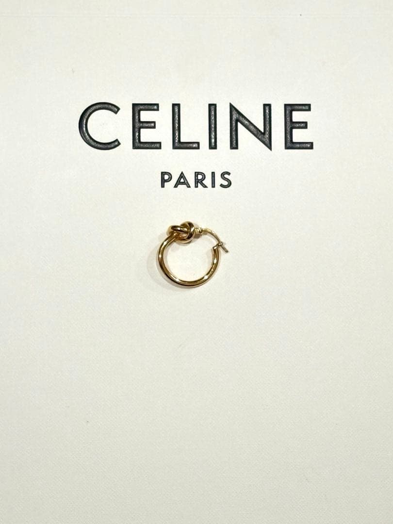 【チャイ】CELINE セリーヌ ノット フープ ピアス 片耳 ゴールド