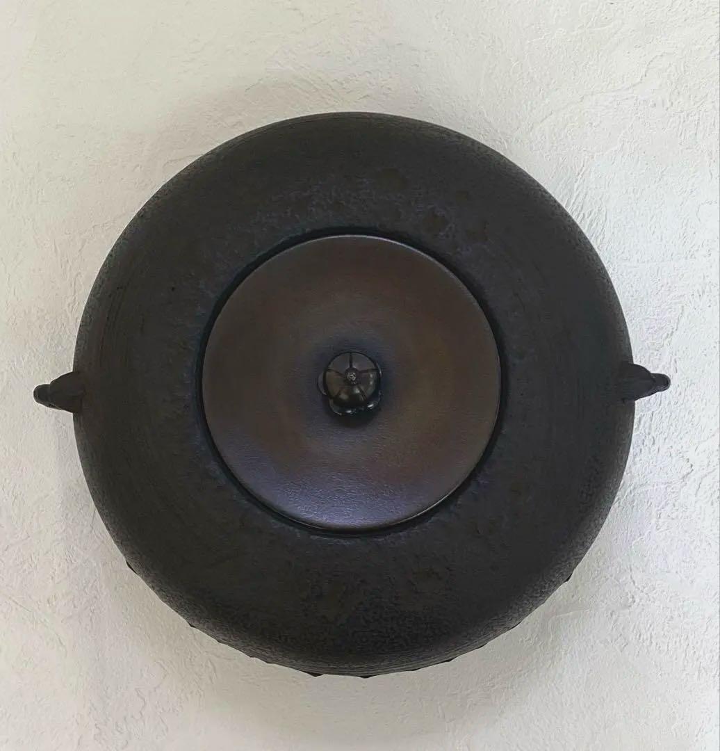 美品 茶道具 あじろ鉄 炉釜 焼抜炉用釜 置炉釜 姥口刷毛目釜