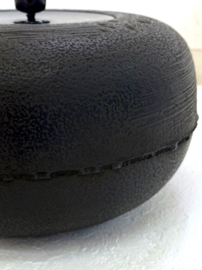 美品 茶道具 あじろ鉄 炉釜 焼抜炉用釜 置炉釜 姥口刷毛目釜