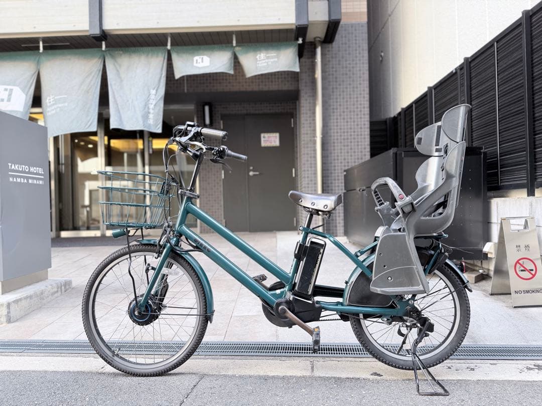 子供乗せ　ブリヂストン　電動アシスト自転車 チャイルドシート付き ダークグリーン