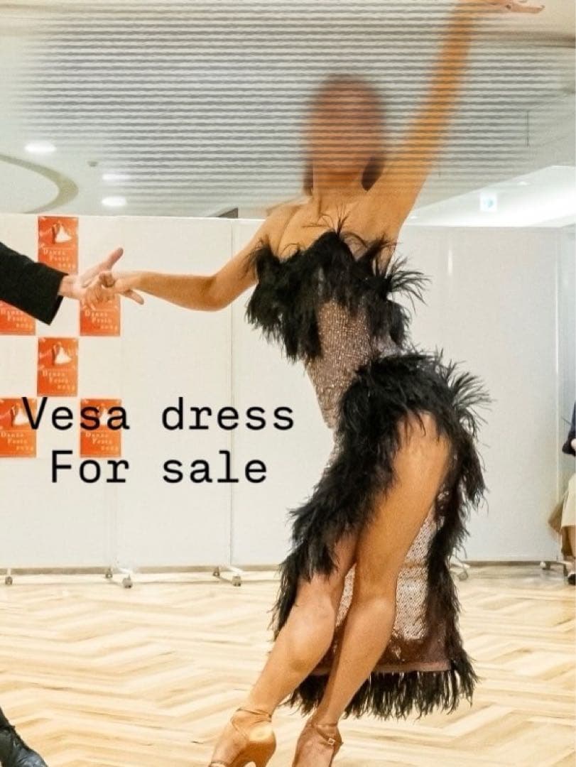 Vesa 社交ダンスドレス フェザー付き
