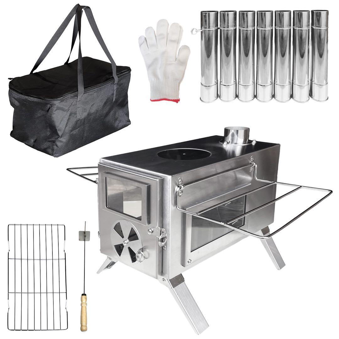 NORTHBASE 薪ストーブ 3面ガラス ステンレス アウトドア キャンプ