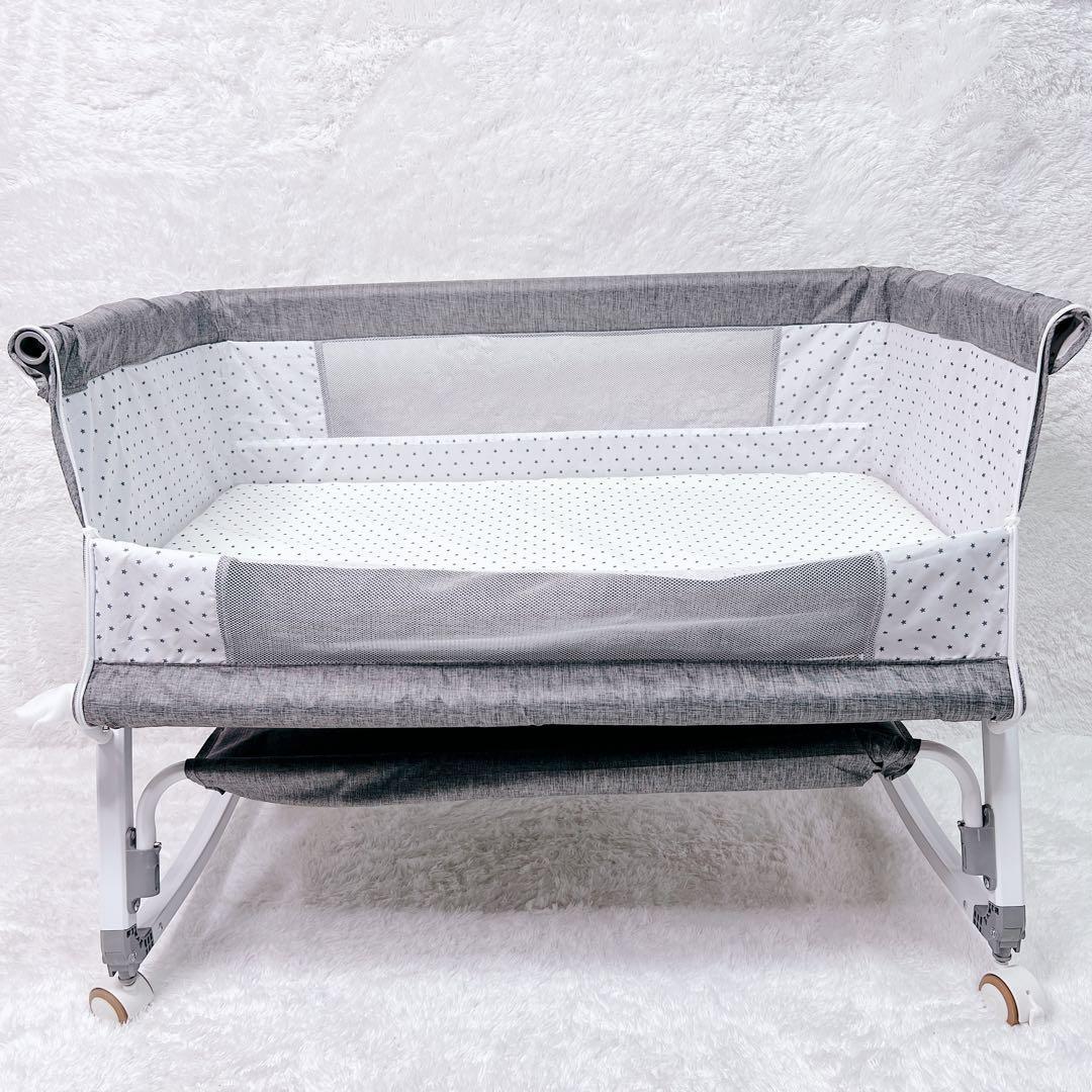 ベビーベッド　高さ調整可能　バウンサー　添い寝　折り畳み　蚊帳