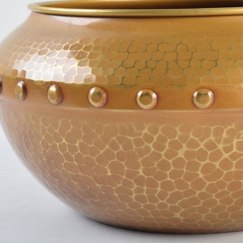 茶道具　龍泉造　黄銅　鎚目　鵬雲斎好　累座建水　共箱　C　9221