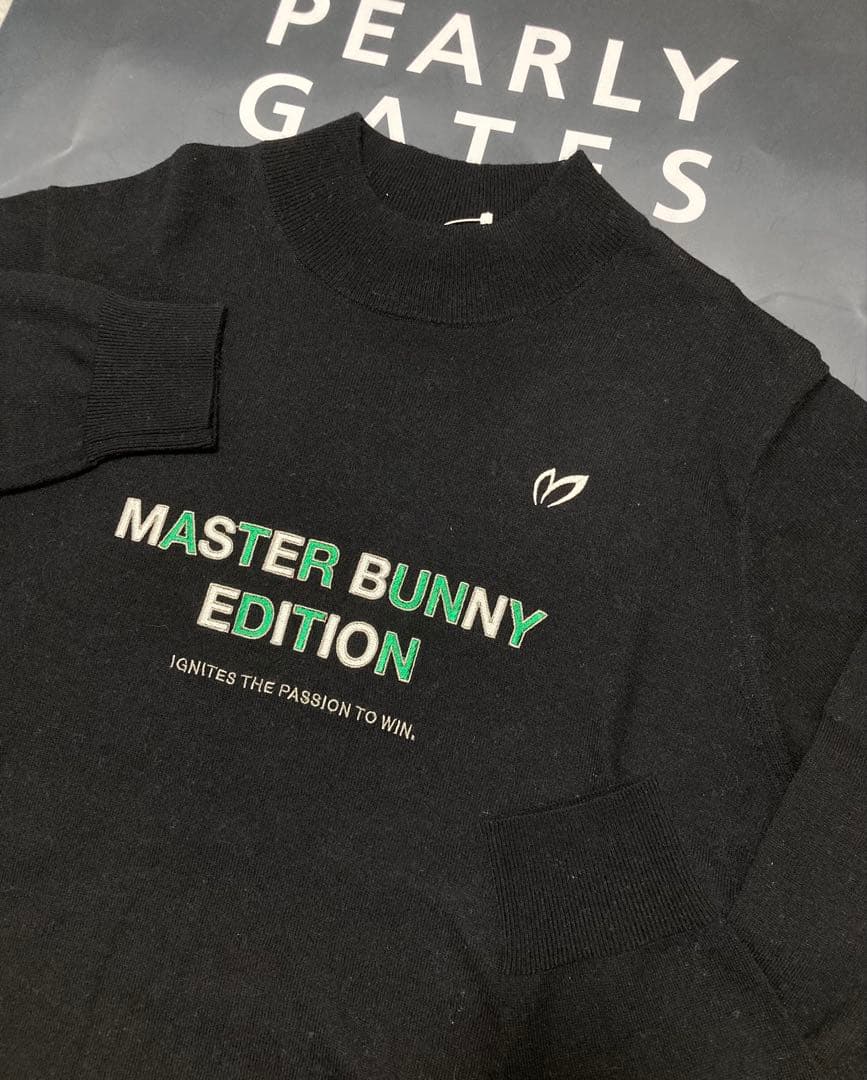 新品 パーリーゲイツ マスターバニー カシミヤ混 タートルネックニット(4)M黒