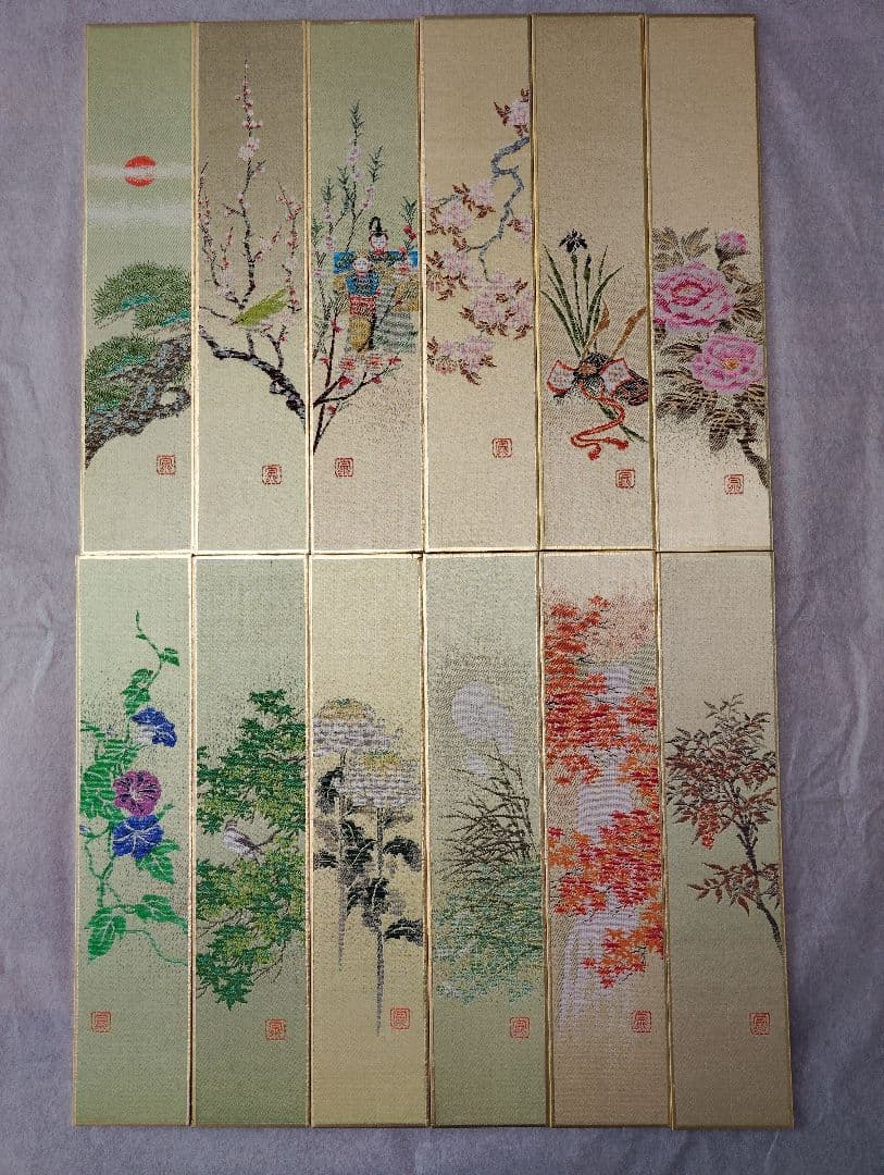 短冊　西陣綾錦織　斉藤宗原画12枚