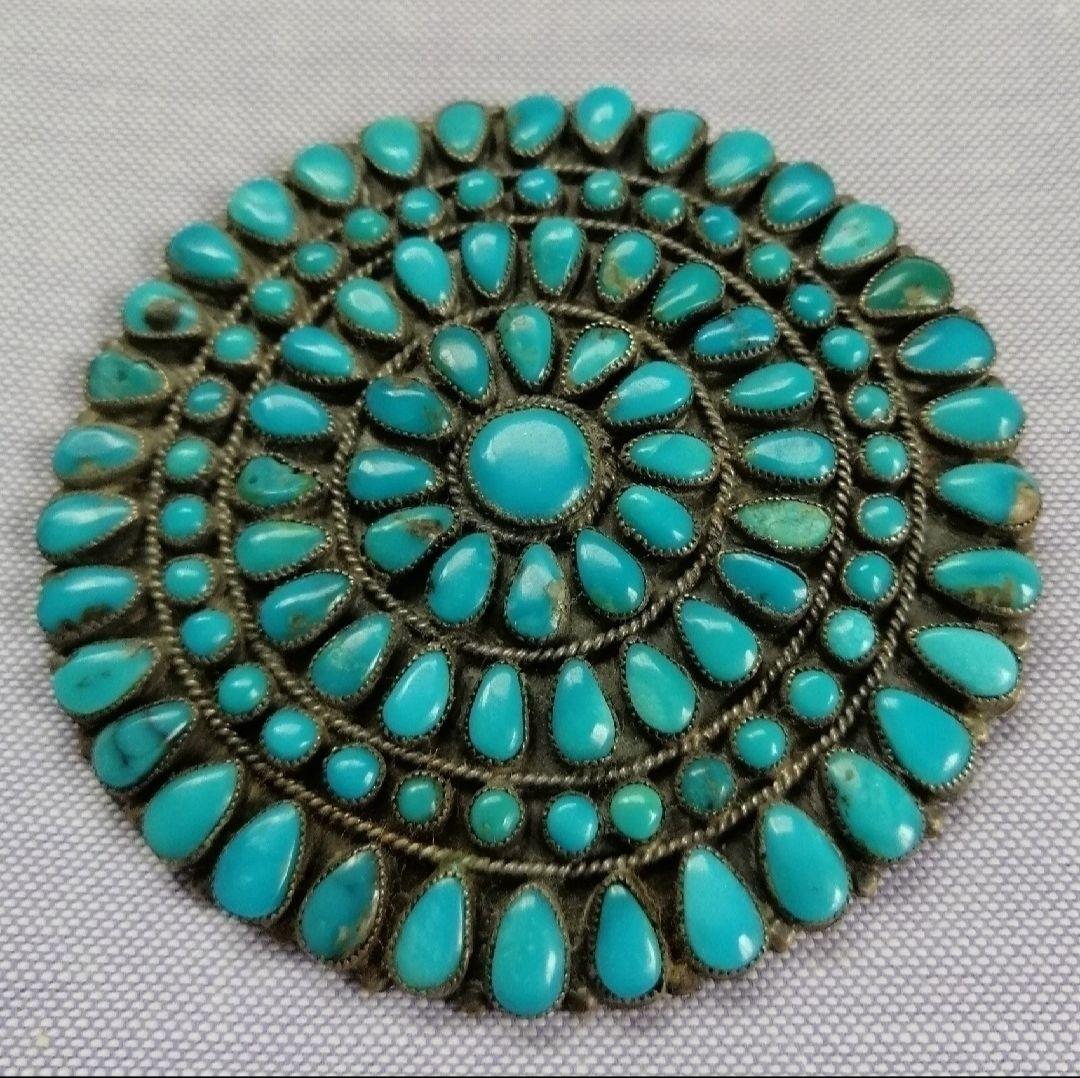 VMB ヴィンテージ ターコイズ&シルバー ピンブローチA