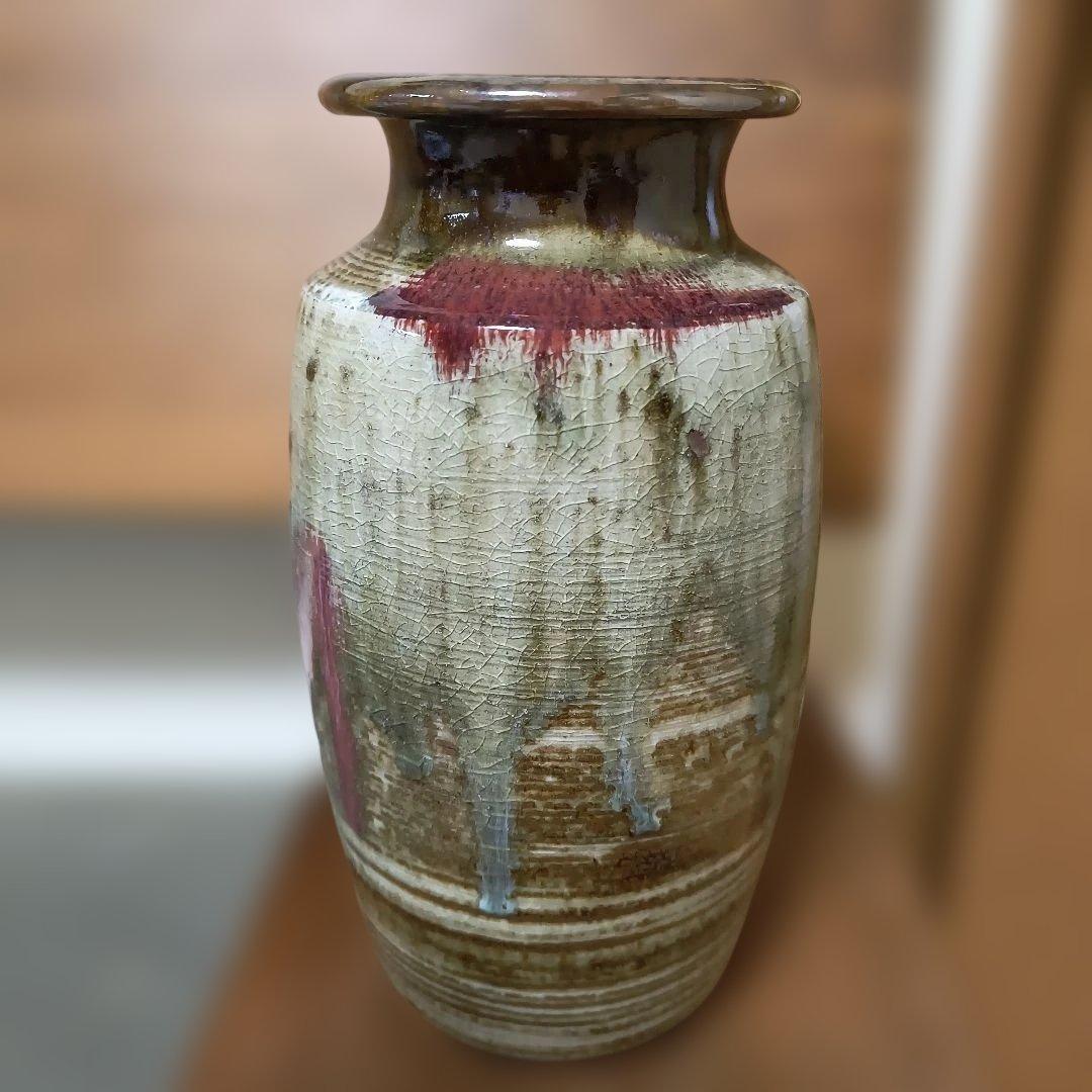 陶器製グリーンパープル瓶