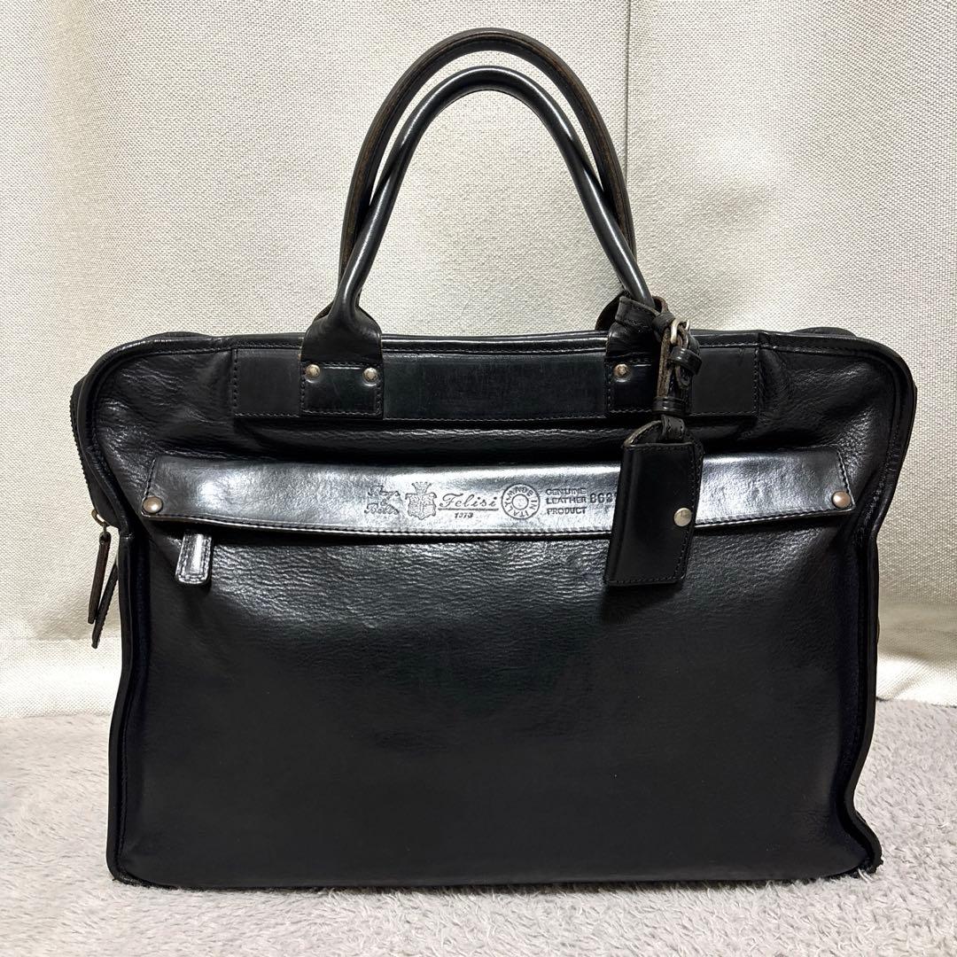 Felisi 8637/3 オールレザー ブリーフケース 黒 フェリージ