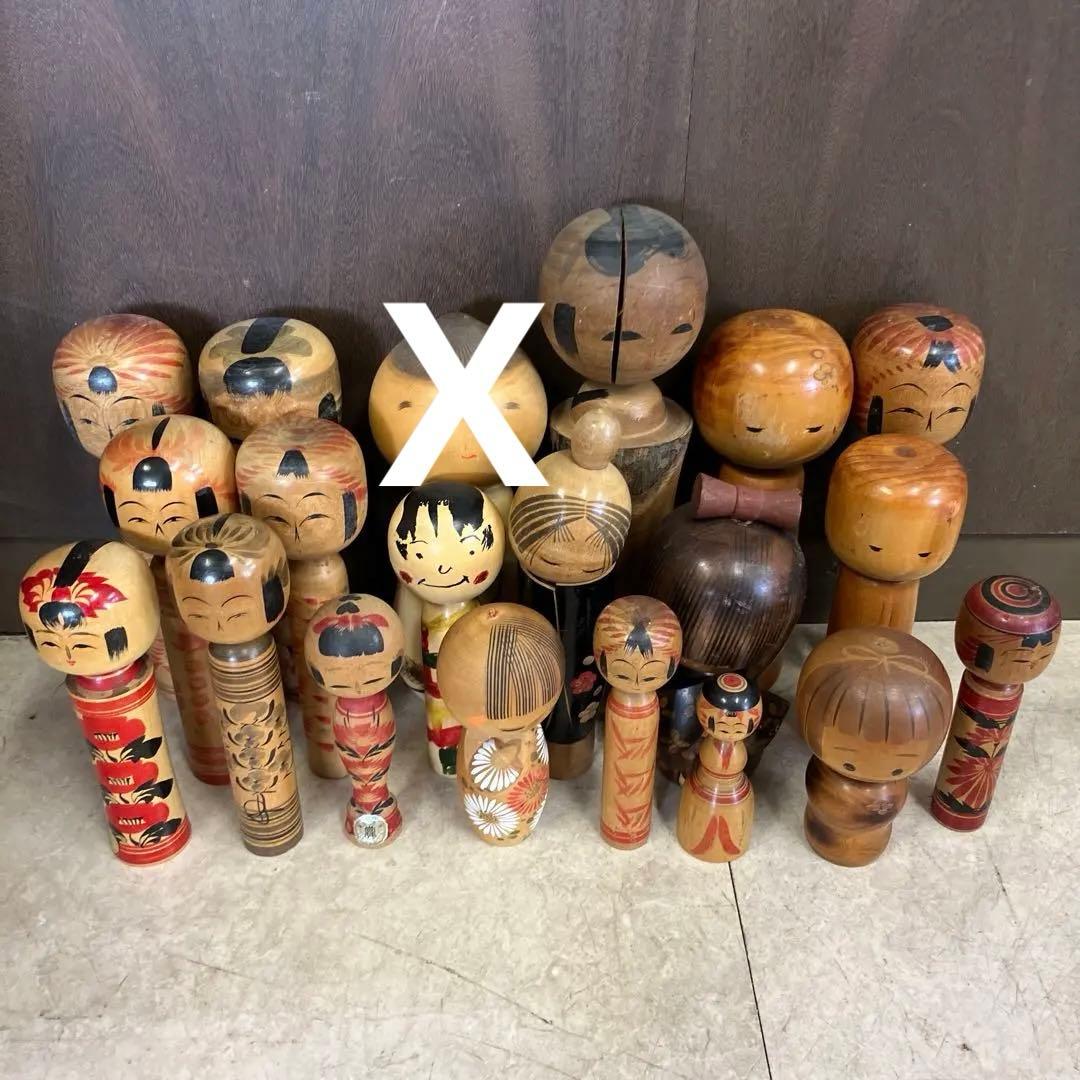 D-3 昭和レトロ 木製 こけし 小芥子 18体セット まとめ売り 大量 人形