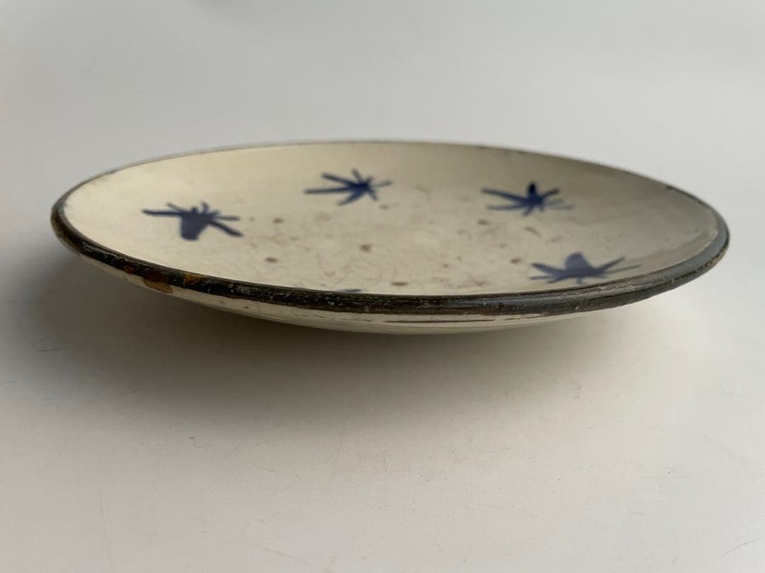 骨董　アンティーク　瀬戸　七寸皿　絵瀬戸　紅葉文様　石皿