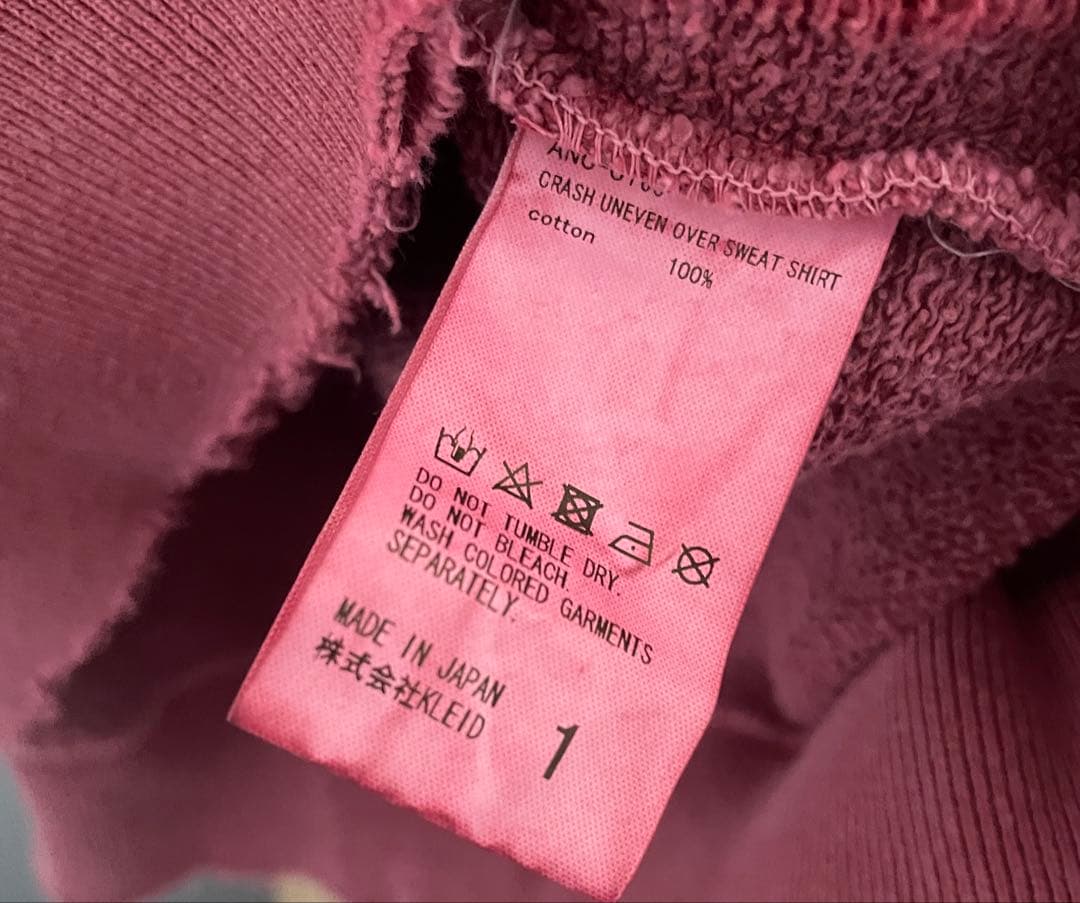 トップス ANCELLM CRASH UNEVEN OVER SWEAT SIZE1