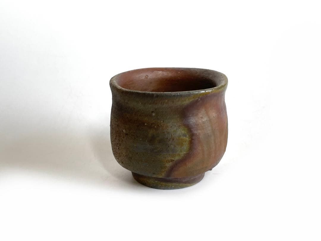 陶芸家　伊勢崎満　備前　ぐい呑　酒器　備前焼　窯変　伊勢崎陽山　共箱