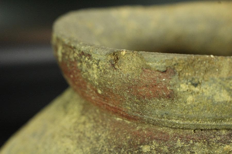 古備前 壷 時代物 窯印 自然釉 φ19.5cm(K-YC392)