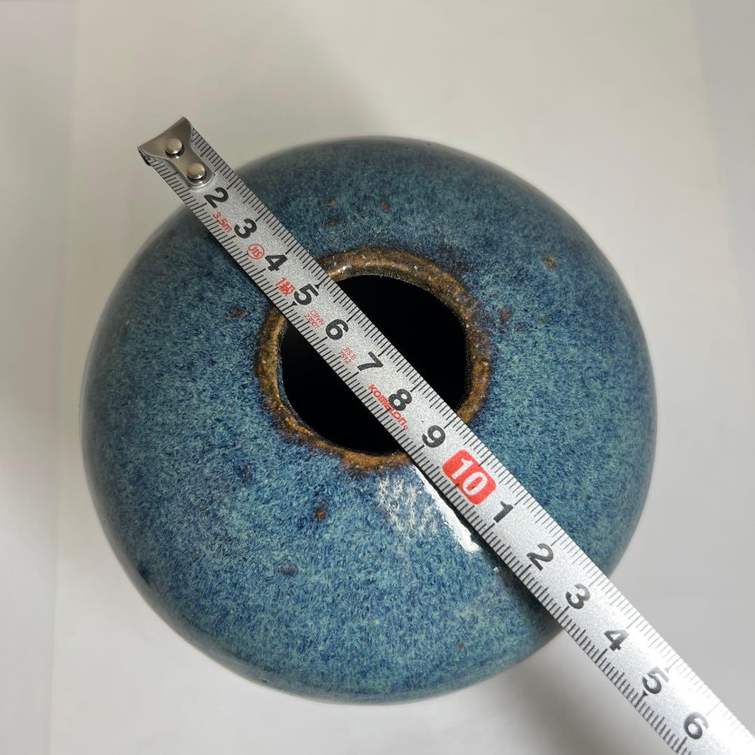 中国明末清朝期　なまこ釉花瓶　木箱付　高約24㎝　東Y8-0203☆2Fトヒルウ