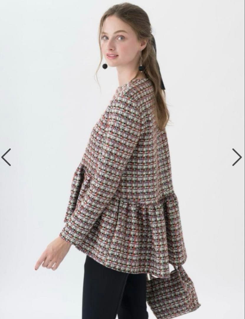 ツルバイマリコオイカワ ブラウス ペプラム ツイード Gala 36