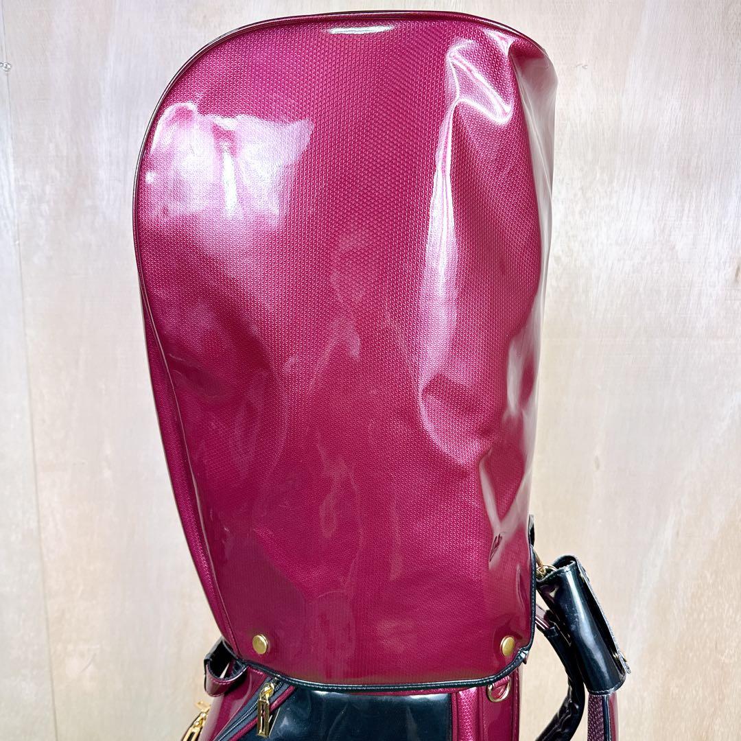 MAJESTY　キャディバッグ　カート式　エナメル素材　ワインレッド系　5分割