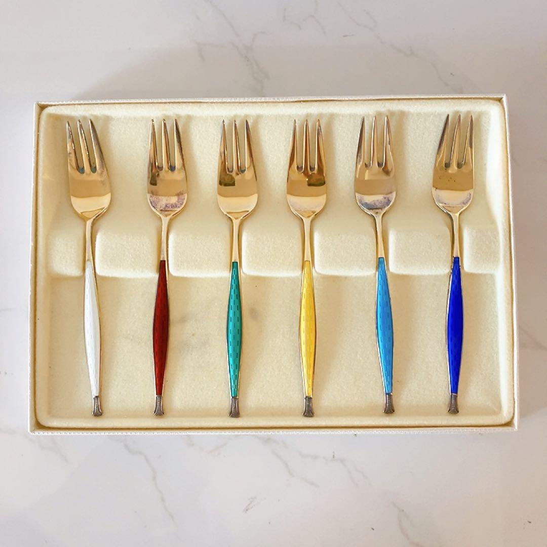 DAVID ANDERSEN 七宝焼 ケーキフォーク スターリングシルバー925