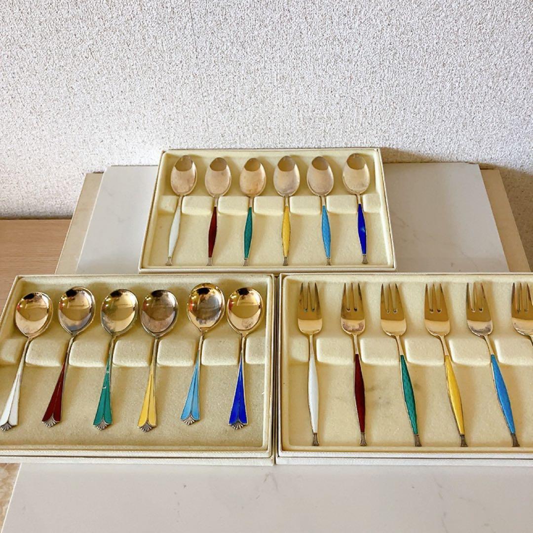 DAVID ANDERSEN 七宝焼 ケーキフォーク スターリングシルバー925