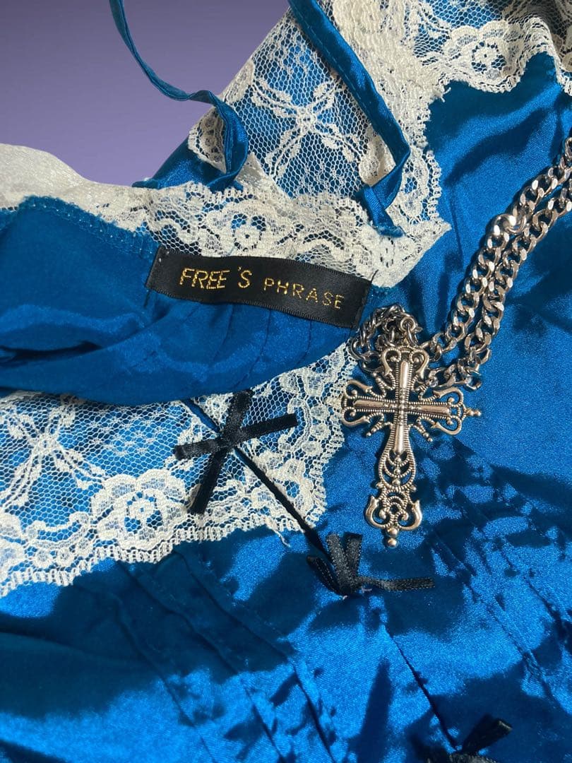 y2kサテン姫ギャルレースリボンゴシックキャミフェアリーグランジ古着屋ロック古着