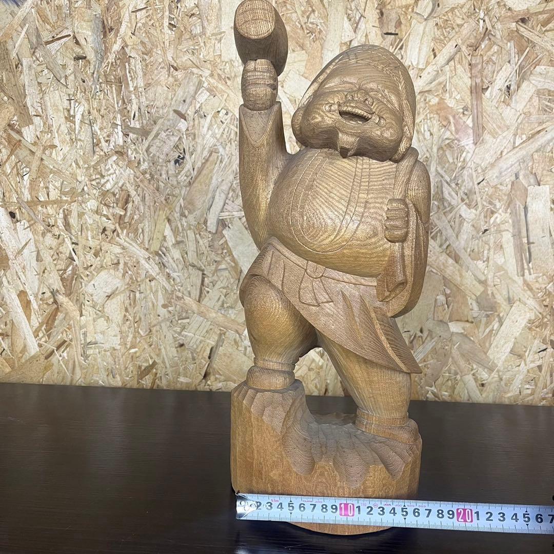 大黒天 木彫り 置物　一刀彫　アンティーク　ヴィンテージ　レトロ　縁起物　大黒様