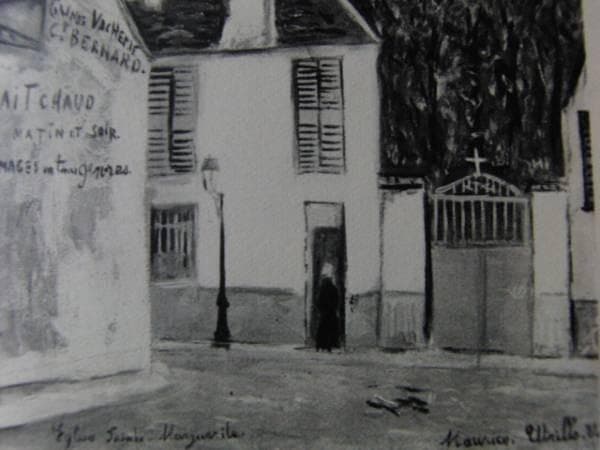 ユトリロ、限定画集・希少・画版、版上サイン入、額付