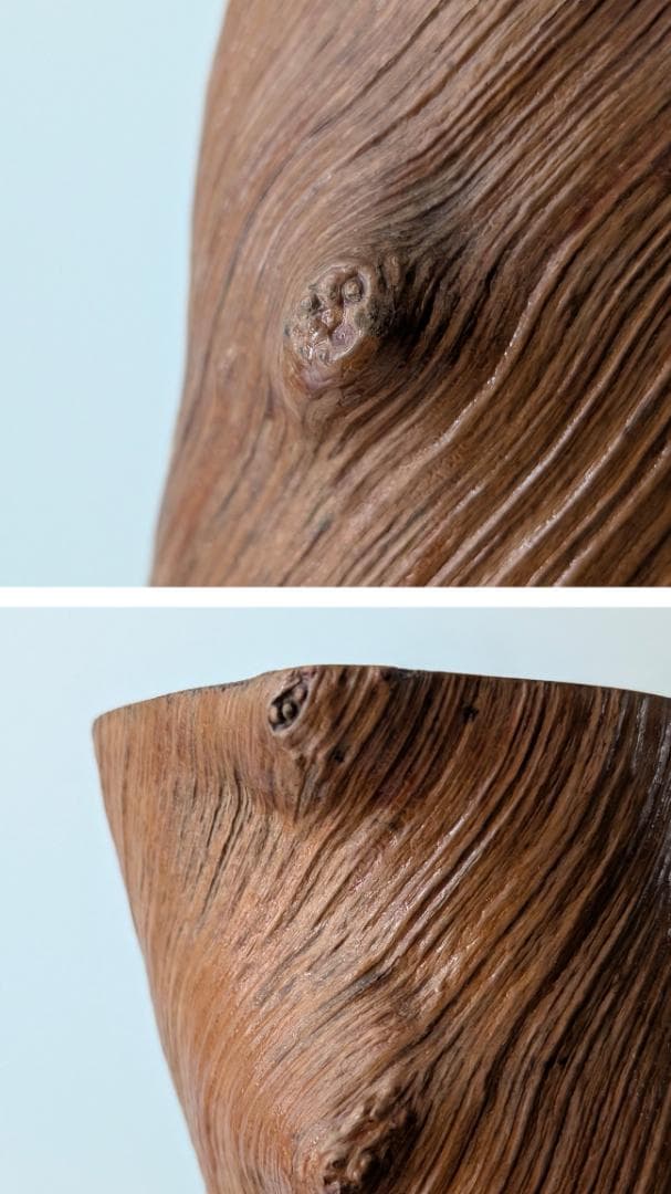 ビンテージ 40s 天然木 くり抜き オブジェ 一輪挿し プランター 戦前 希少