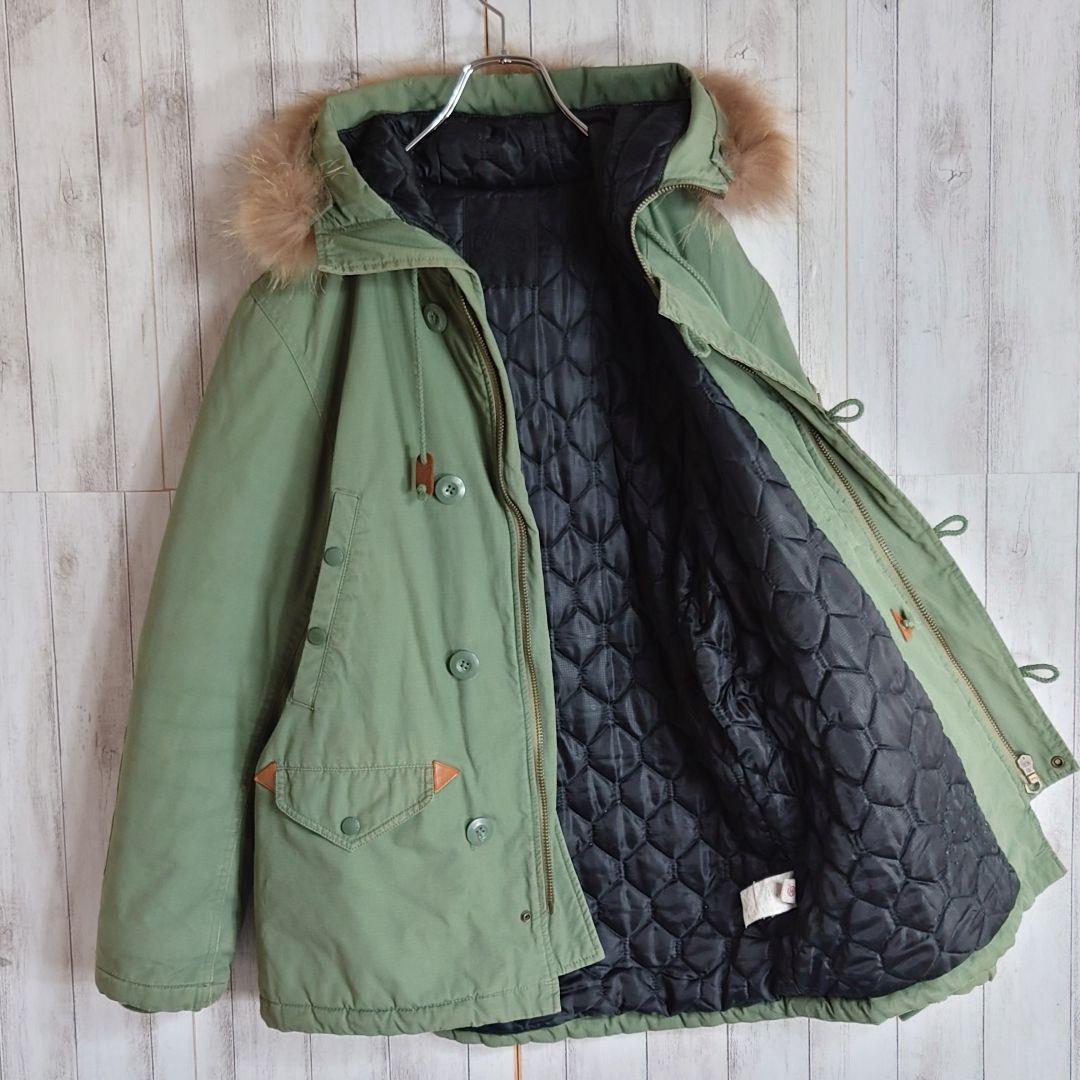 【激シブ】OLDSTUSSY☆リアルファーモッズコート希少入手困難カーキグリーン