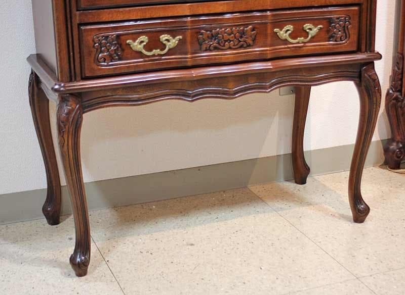 イタリア チェスト 5段 ネコ脚 彫刻 クラシック アンティーク 240