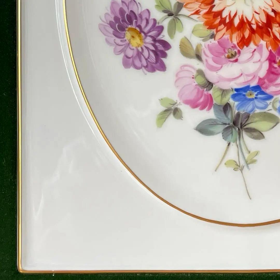 ＊額装五つ花＊額装３４cm×３１cm・画１８cm×１５cm・Meissen・美品