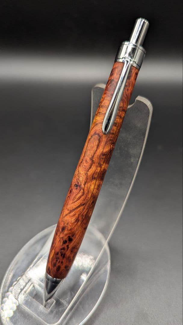 209ペン工房翌檜　サイアミーズローズウッド　瘤杢　木軸シャーペン　ボールペン