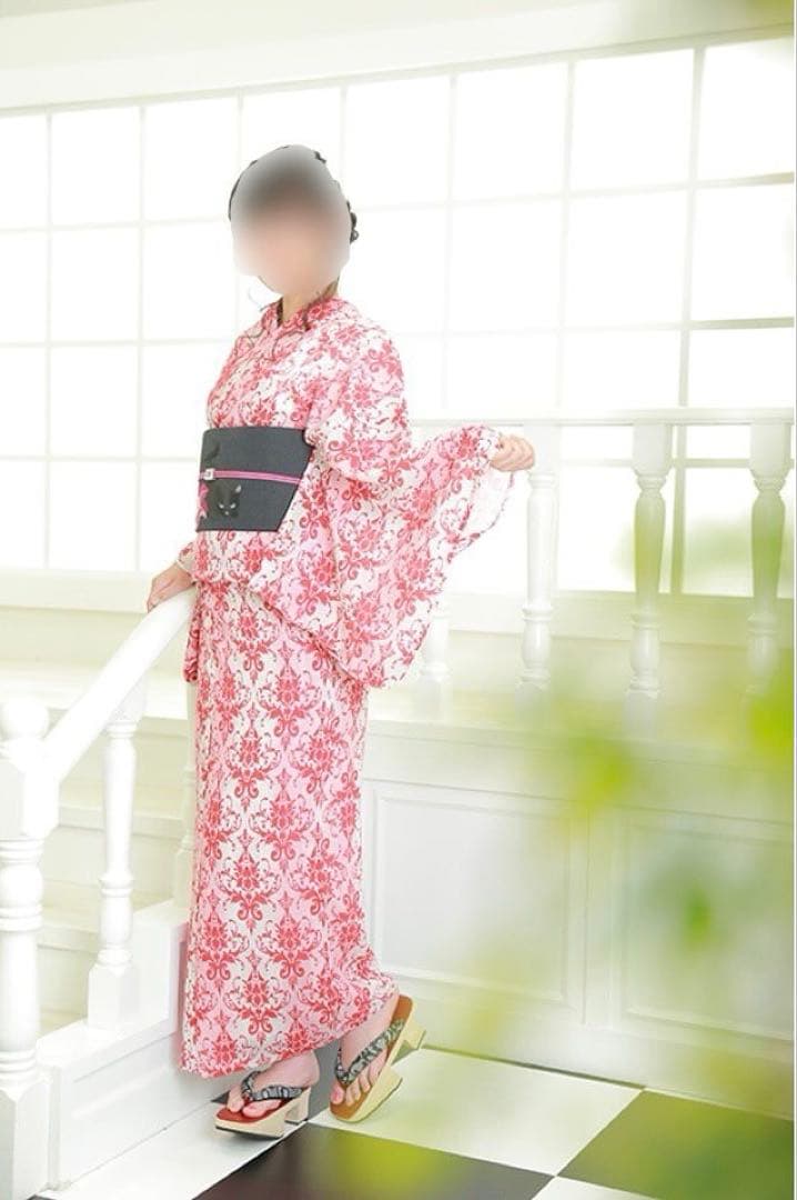 【7/30まで限定価格】ダマスク柄ピンク浴衣　キモノグラースオリジナル浴衣