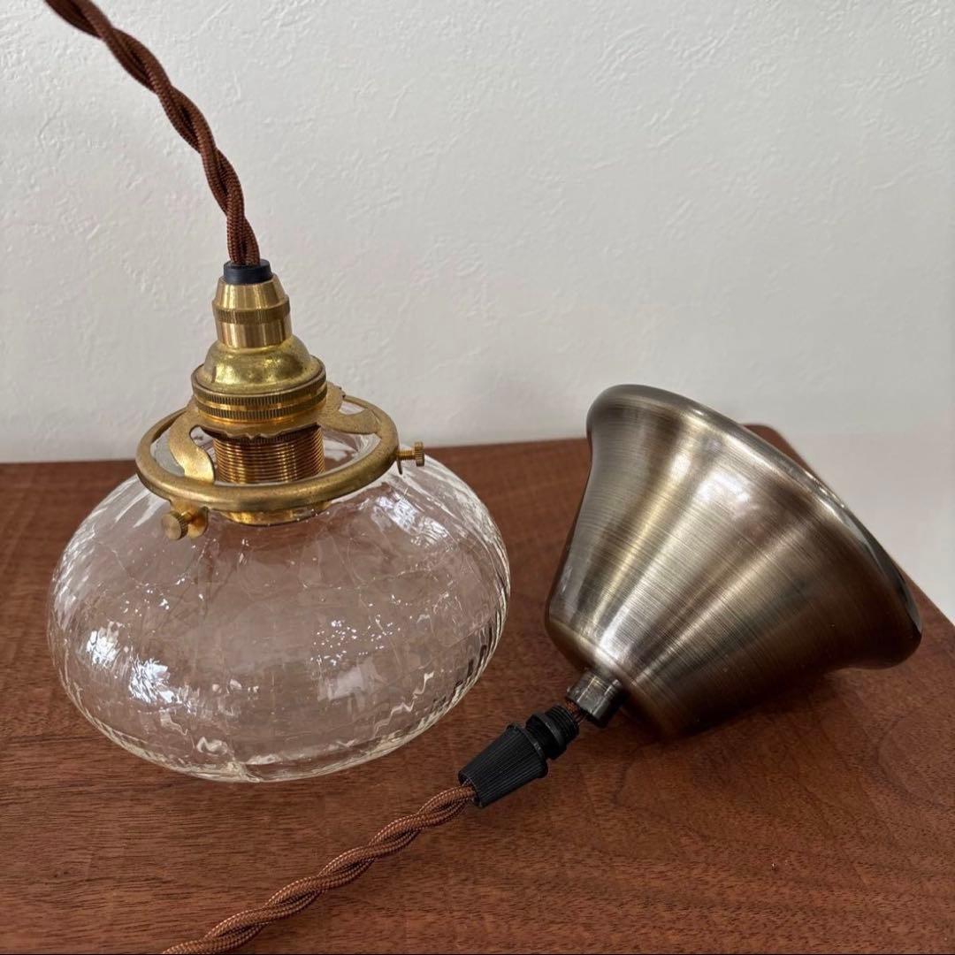 安土草多　ペンダントライト [E17] 平球 クラック　 ガラス 照明