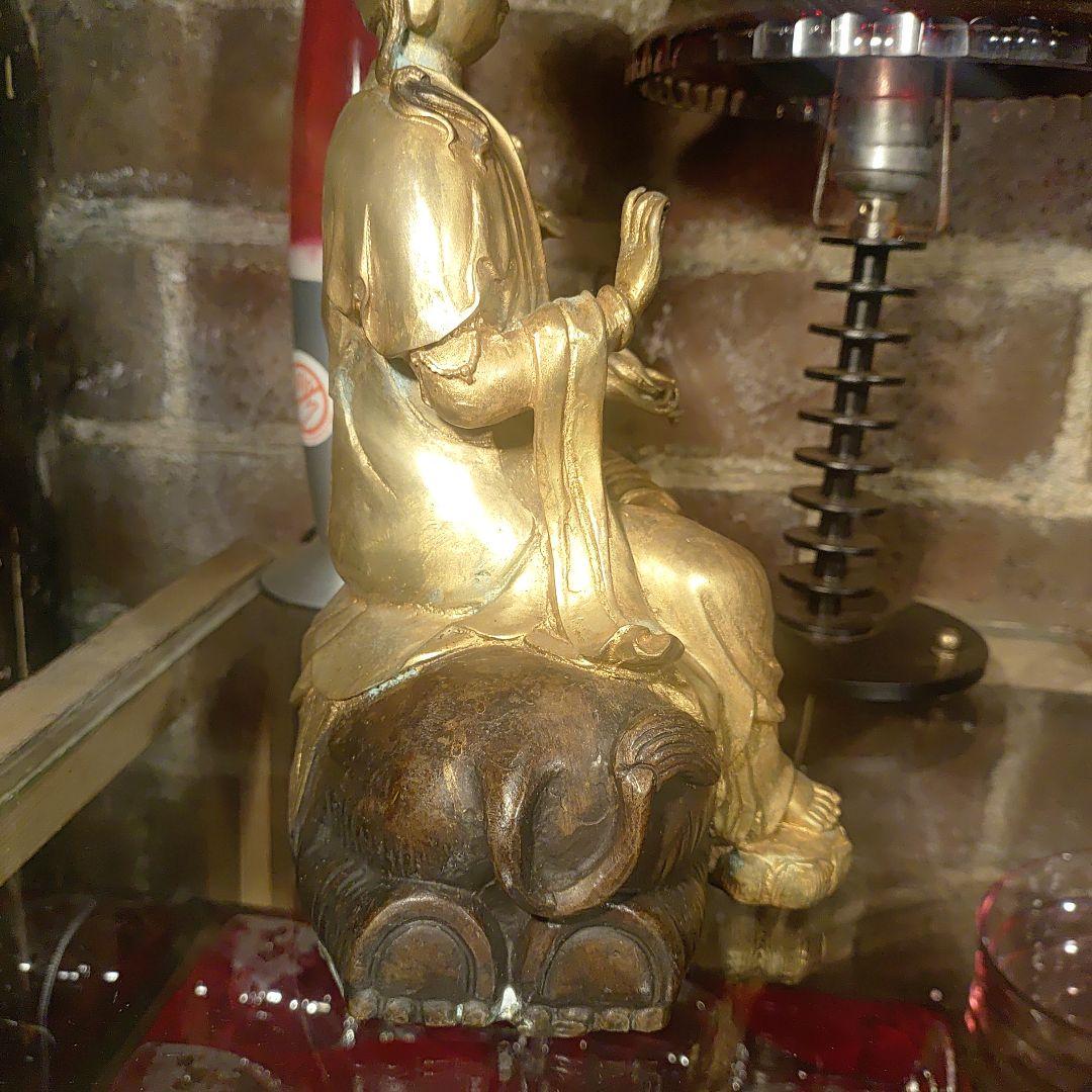 大明宣徳年製　普賢菩薩　アンティーク　仏像　　美術品　3200ｇ