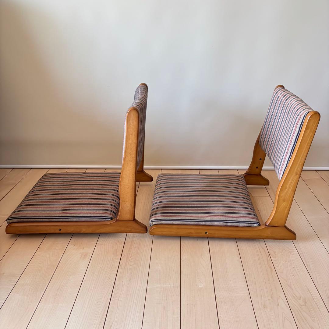 折り畳み 回転 木製座椅子 和モダン ２点セット 和座椅子 中居木工