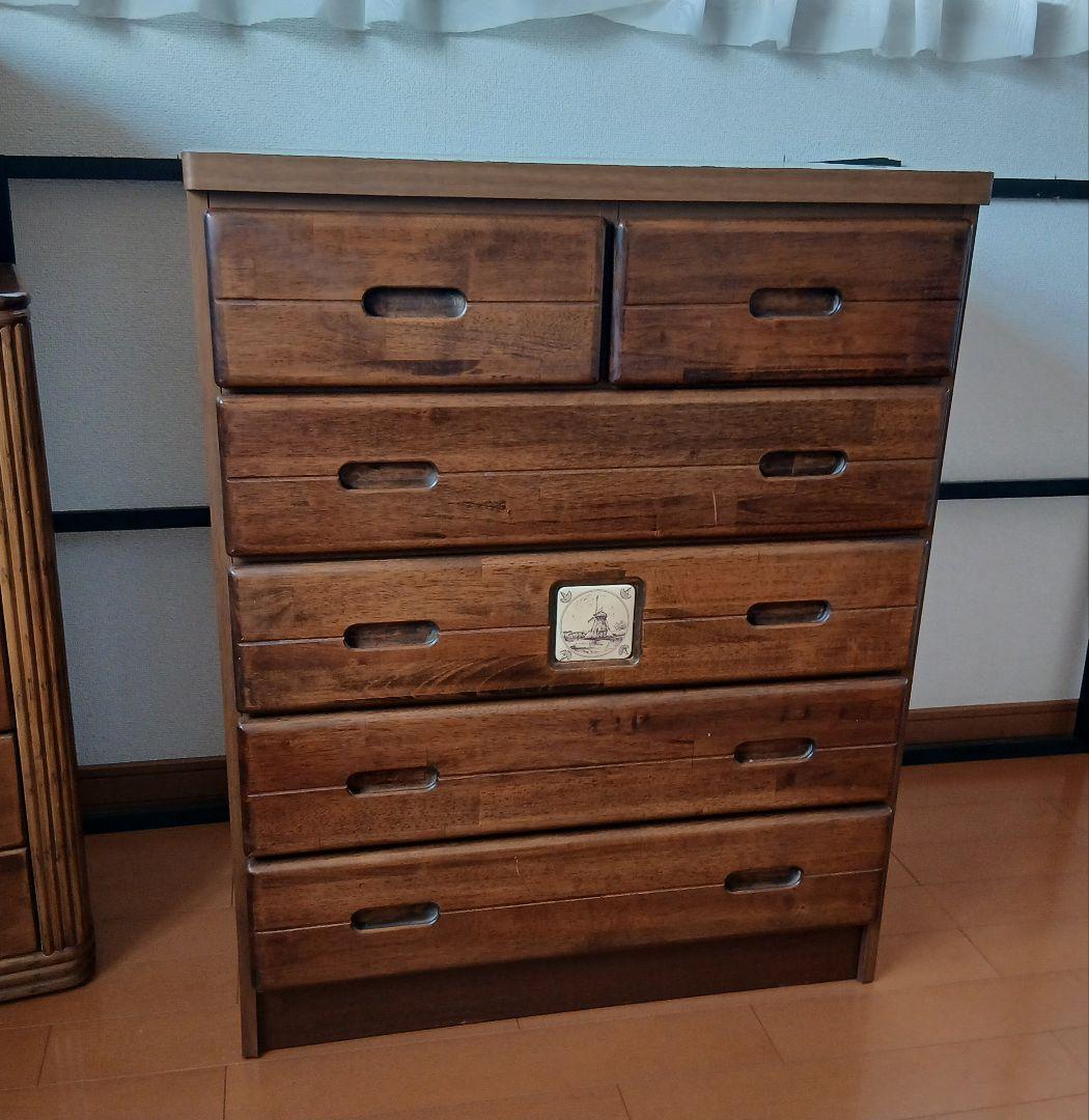 木製ダークブラウンチェスト 引き出し7つ