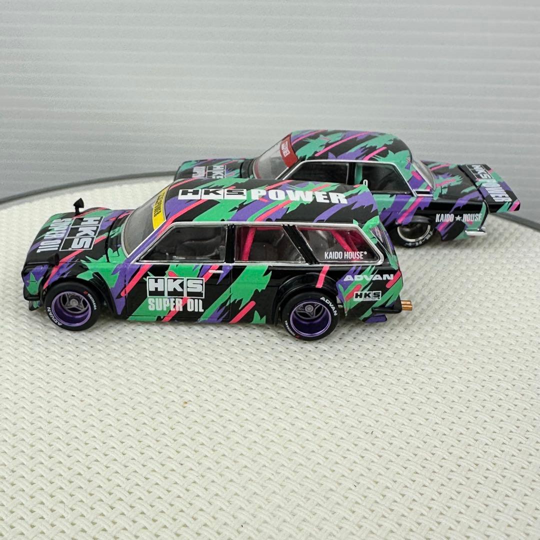 街道ハウス　MiniGT　ダットサン 510　ワゴン　 V1 HKS 2台セット