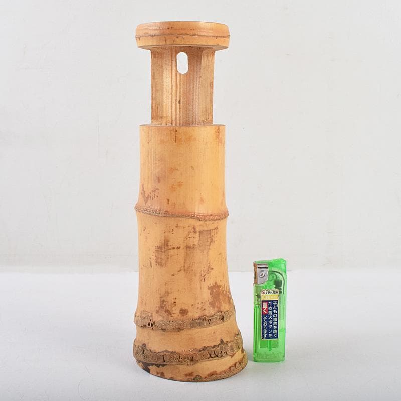 茶道具　竹花入　銘「雲の峰」　紫野　尾関桃林（宗園）極め箱　C　R9465