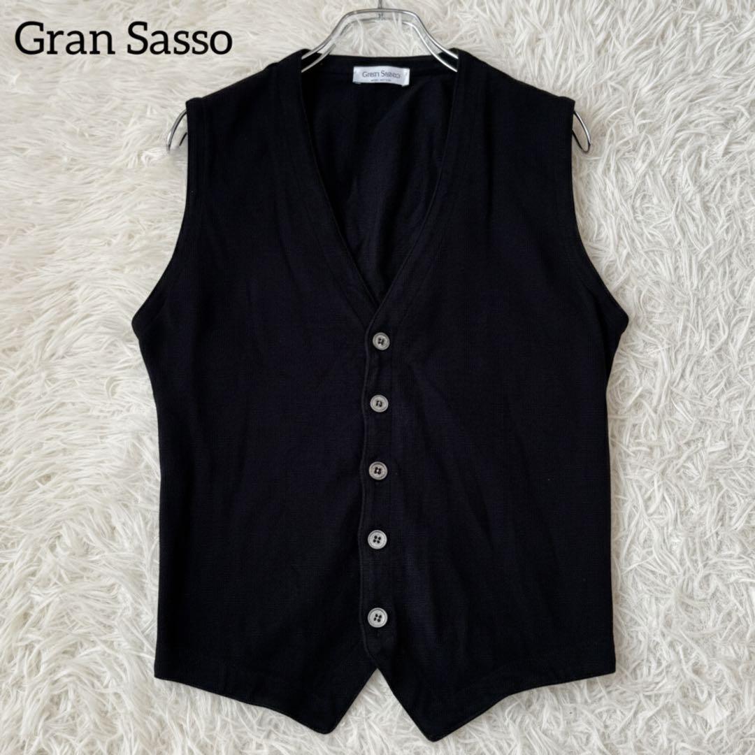 美品✨ グランサッソ ハイゲージニット ウール ベスト ジレ 46 黒